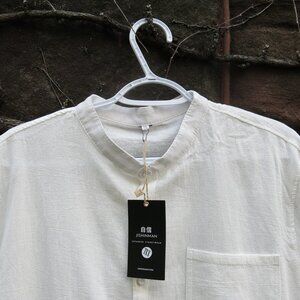 Jishinman Japanese Street Off White Minimalist Short Sleeves Top Unisex Size L